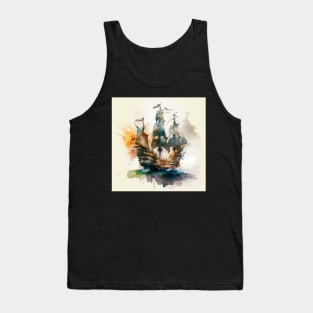 Pirate Ship watercolor Tank Top